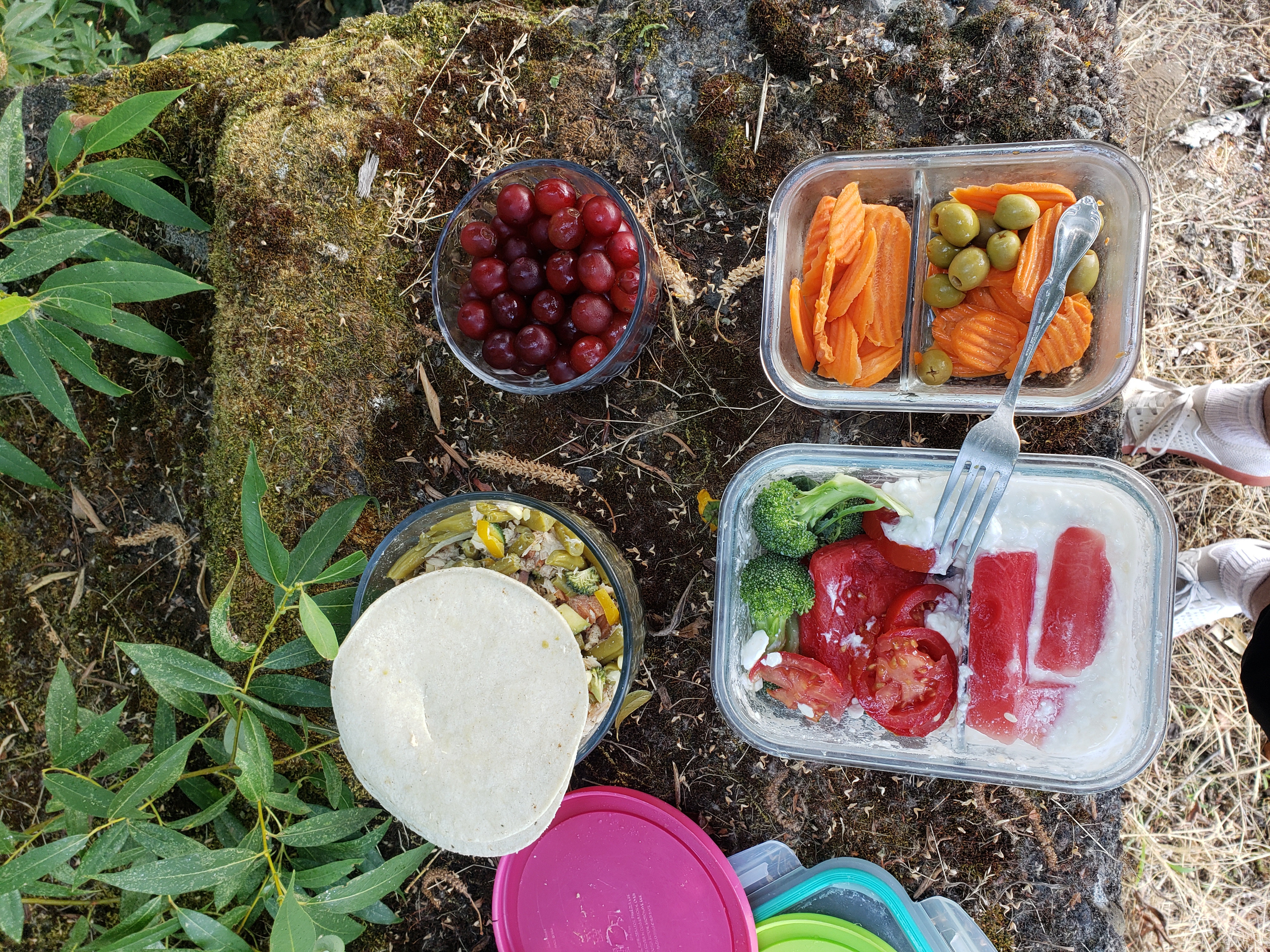Eating healthy lunch outdoors on break