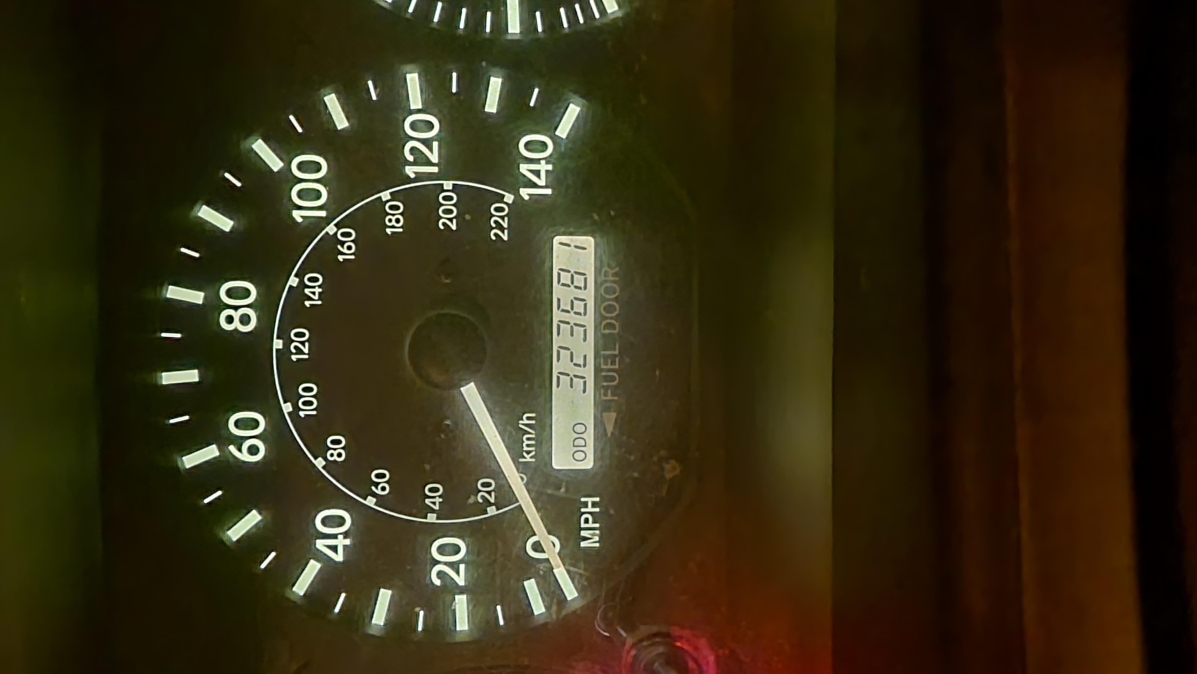 Toyota Camry Odometer showing 323,000 miles